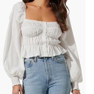 ASTR the Label Smocked Square Neck Crop Top